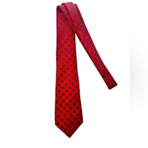 Vtg BERGDORF GOODMAN Handmade Red Silk Geometric Round Shapes 56" England